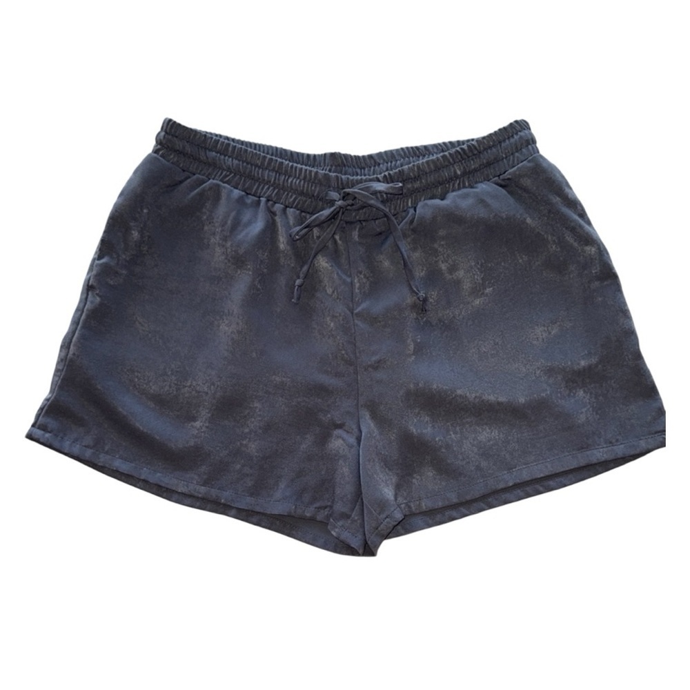 Harlowe & Graham Slate Gray 3” Satin Shorts Elastic Drawstring Waistband